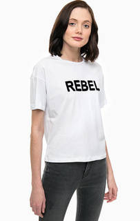 Белая хлопковая футболка с принтом Only