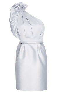 Серое асимметричное платье из хлопка Stella Mc Cartney