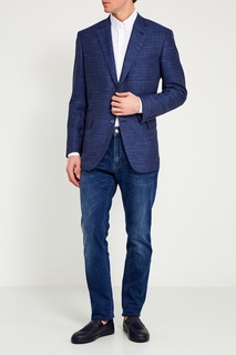 Синий пиджак из шерстяного микса Brioni