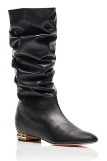Черные кожаные сапоги Wyatt Boot Flat Aquazzura