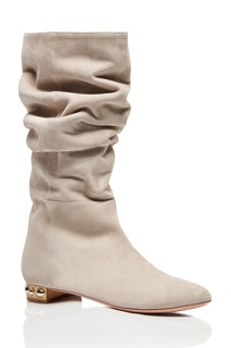 Бежевые сапоги из замши Wyatt Boot Flat Aquazzura