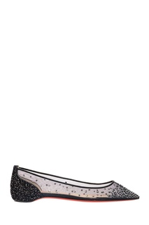 Черные балетки Follies Strass Flat Christian Louboutin