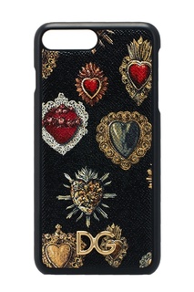 Черный кожаный чехол для iPhone 7 Plus Dolce & Gabbana