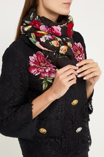 Черный платок с цветами Dolce & Gabbana