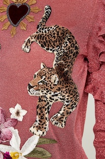 Розовый джемпер из люрекса с леопардами Dolce & Gabbana