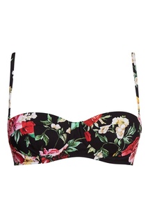 Черный бюстгальтер от купальника с цветами Dolce & Gabbana