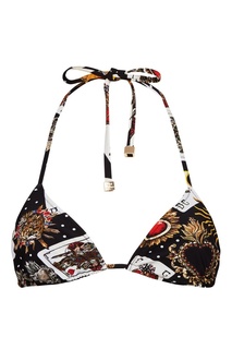 Черный бюстгальтер от купальника с картами Dolce & Gabbana