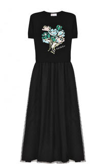 Шерстяное платье-миди с коротким рукавом REDVALENTINO