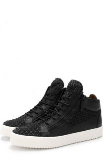 Высокие кожаные кеды The Manhattan на шнуровке Giuseppe Zanotti Design