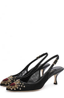 Текстильные туфли Lori на каблуке kitten heel Dolce &amp; Gabbana