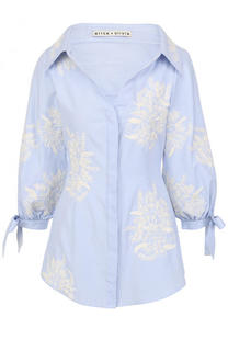 Приталенная блуза с контрастной вышивкой Alice + Olivia