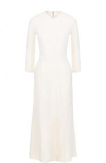 Приталенное платье-миди из вискозы с укороченным рукавом Victoria Beckham