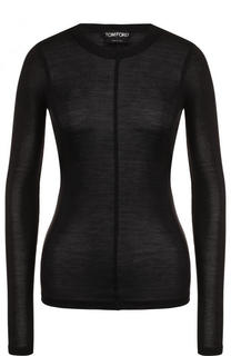Приталенный шелковый пуловер с круглым вырезом Tom Ford