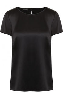 Однотонный шелковый топ с коротким рукавом Emporio Armani