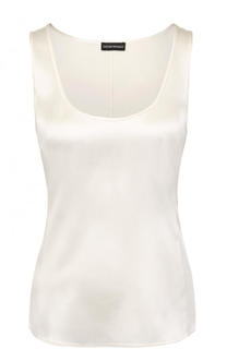 Однотонный шелковый топ без рукавов Emporio Armani