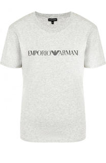 Хлопковая футболка с логотипом бренда Emporio Armani