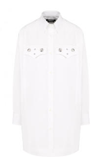 Удлиненная хлопковая блуза свободного кроя CALVIN KLEIN 205W39NYC
