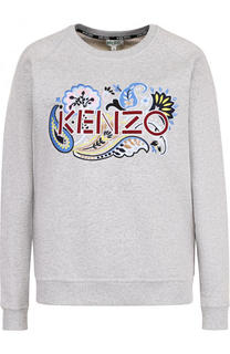 Хлопковый свитшот свободного кроя с логотипом бренда Kenzo