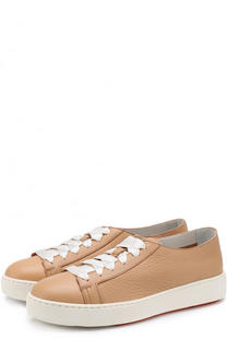 Кожаные кеды на шнуровке Santoni