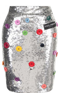Мини-юбка с пайетками с контрастными пуговицами Dolce &amp; Gabbana