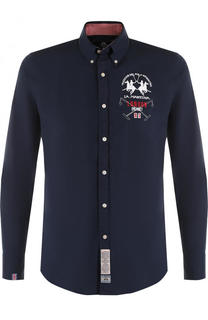 Хлопковая рубашка с воротником button down La Martina