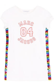 Хлопковое платье прямого кроя с отделкой пайетками Marc Jacobs