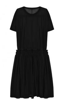 Однотонное платье свободного кроя с круглым вырезом Yohji Yamamoto