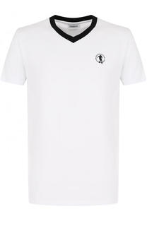 Хлопковая футболка с V-образным вырезом Dirk Bikkembergs