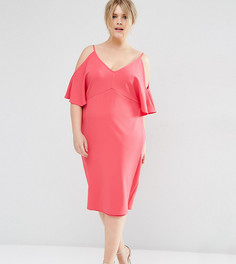 Платье-футляр с открытыми плечами ASOS CURVE - Розовый