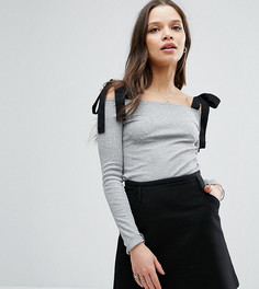 Топ с завязками на плечах ASOS PETITE - Серый