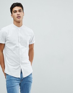 Эластичная оксфордская синяя рубашка узкого кроя в полоску ASOS - Синий