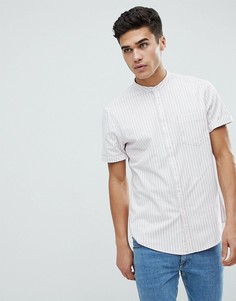 Эластичная оксфордская розовая рубашка узкого кроя в полоску ASOS - Розовый