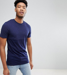 Эластичная хлопковая футболка Selected Homme TALL - Темно-синий