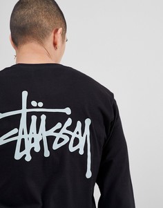 Черный лонгслив с логотипом на спине Stussy - Черный