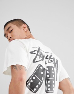 Белая футбокла с принтом на спине Stussy - Белый