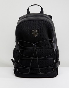 Черный рюкзак со вставками из искусственной кожи и логотипом EA7 - Черный