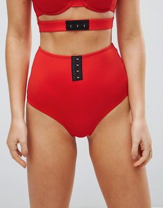 Плавки бикини с крючками и петлями ASOS - Выбирай и комбинируй - Красный