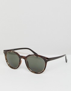 Круглые черепаховые солнцезащитные очки с планкой сверху Esprit - Коричневый