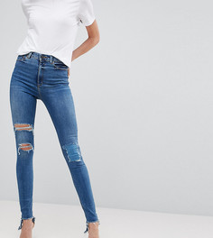 Рваные джинсы скинни с завышенной талией ASOS TALL RIDLEY - Синий
