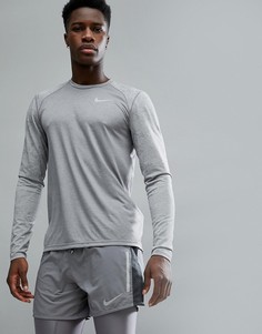 Серый лонгслив с принтом Nike Running Breathe Miler 904665-036 - Серый