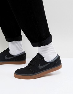 Черные парусиновые кроссовки с резиновой подошвой Nike SB Stefan Janoski 615957-020 - Черный