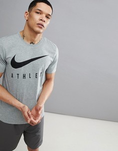 Серая спортивная футболка с логотипом Nike Dry Athlete 739420-063 - Серый