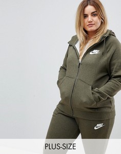 Худи цвета хаки на молнии Nike Plus Rally - Зеленый