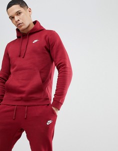 Красный флисовый худи Nike Club 804346-677 - Красный