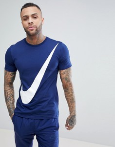 Темно-синяя футболка с большим логотипом Nike Hybrid 891871-429 - Темно-синий