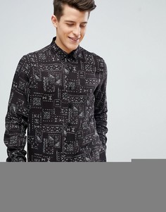 Коричневая вискозная рубашка классического кроя с ацтекским принтом ASOS - Коричневый