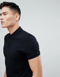 Черное облегающее поло из пике ASOS - Черный
