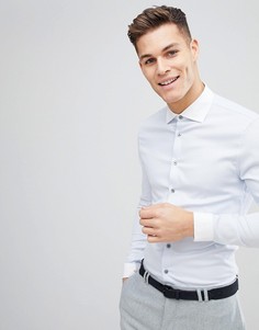 Рубашка скинни со срезанным воротником ASOS - Синий