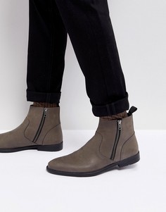 Серые кожаные ботинки челси ASOS - Серый