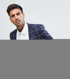Темно-синий супероблегающий блейзер в клетку ASOS - Темно-синий